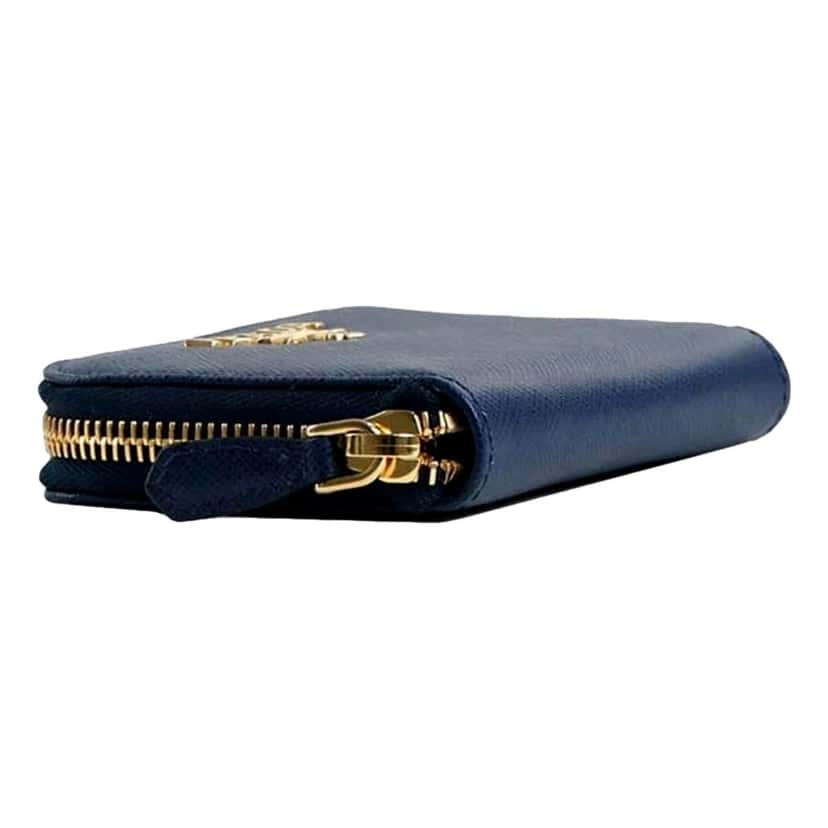 Prada Prada Womens Zippy Coin Purse Wallet Saffiano Leather Bluette Blue Gold Logo Blue Leather Never worn - Back View