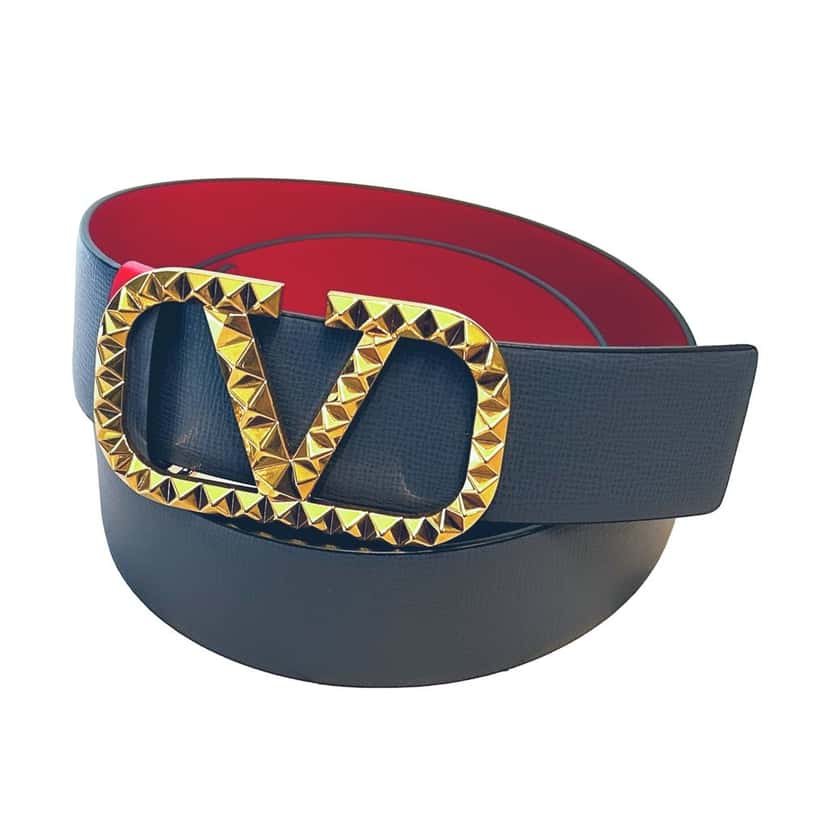 Valentino Garavani Valentino Garavani VLogo Stud Reversible Belt Size 95 Gray Red Leather Red Leather Never worn - Inside View