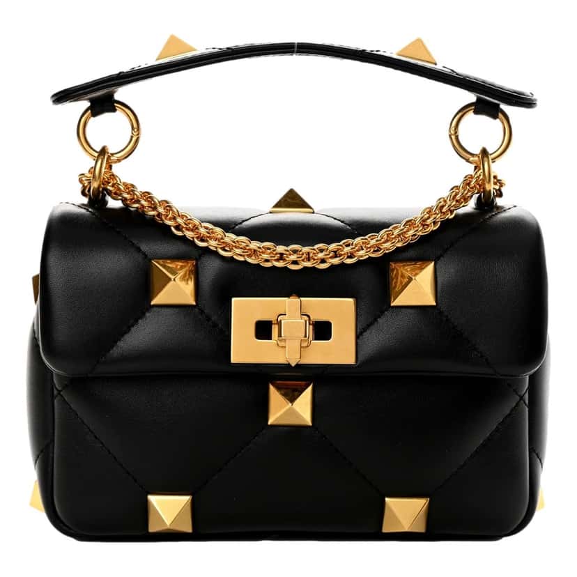 Valentino Garavani Valentino Garavani Roman Stud Small Crossbody Bag Black Nappa Leather Black Leather Never worn - Front View