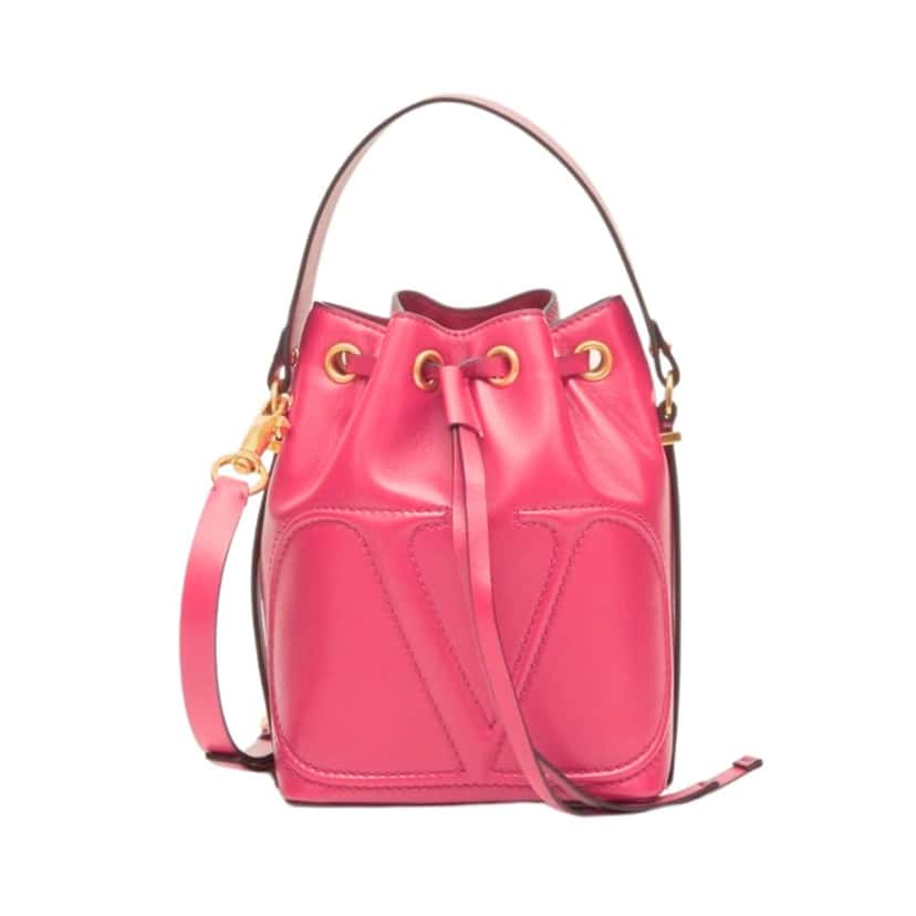 Valentino Garavani Valentino Garavani VLogo Walk Bucket Bag Pink Calf Leather Crossbody Pink Leather Never worn - Inside View