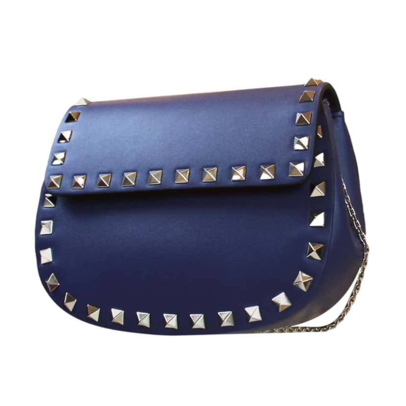 Valentino Garavani Valentino Garavani Rockstud Blue Leather Small Chain Crossbody Bag Blue Leather Never worn - Front View
