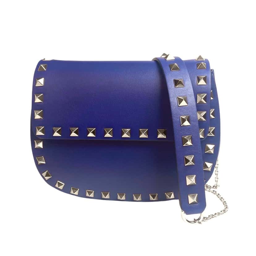 Valentino Garavani Valentino Garavani Rockstud Blue Leather Small Chain Crossbody Bag Blue Leather Never worn - Inside View