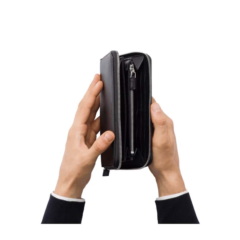 Prada Prada Saffiano Active Black Leather Stripe Zip Around Wallet Black Canvas Good condition - Back View