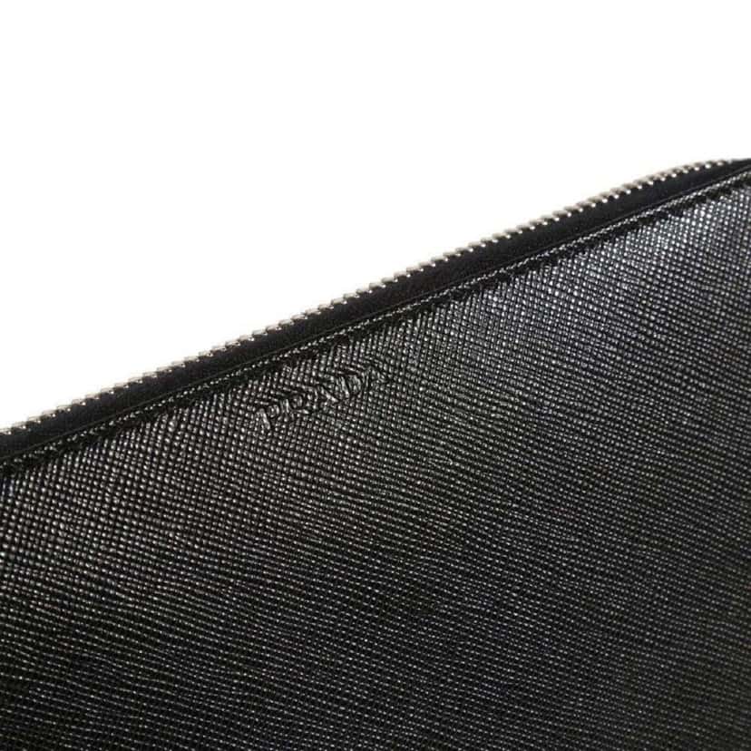 Prada Prada Saffiano Active Black Leather Stripe Zip Around Wallet Black Canvas Good condition - Inside View