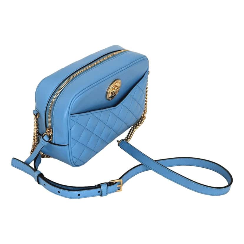 Versace Versace La Medusa Blue Quilted Lamb Leather Medium Crossbody Bag Blue Leather Never worn - Back View