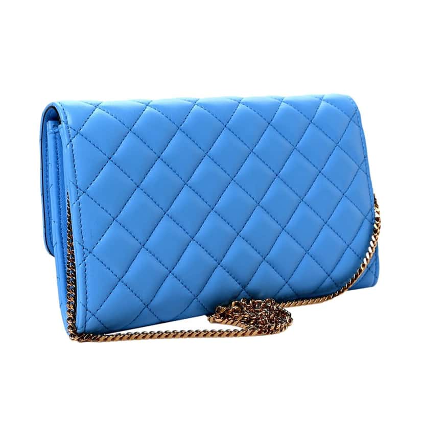 Versace Versace La Medusa Blue Quilted Lamb Leather Crossbody Clutch Bag Blue Leather Never worn - Back View