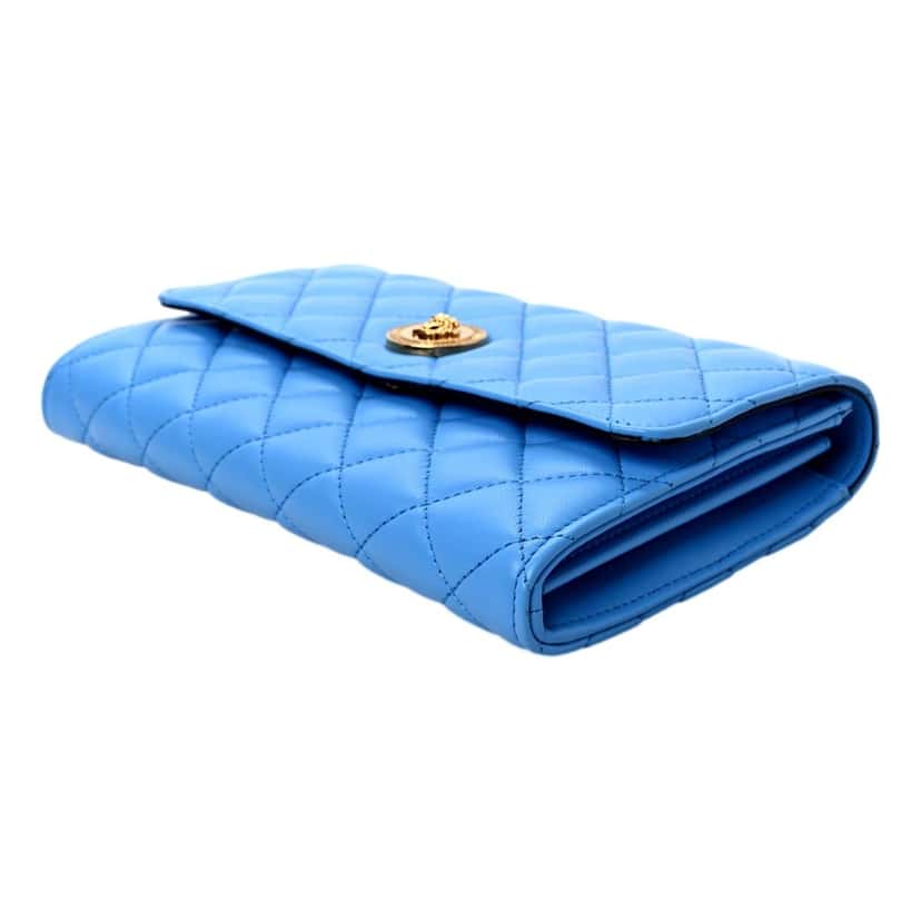Versace Versace La Medusa Blue Quilted Lamb Leather Crossbody Clutch Bag Blue Leather Never worn - Inside View