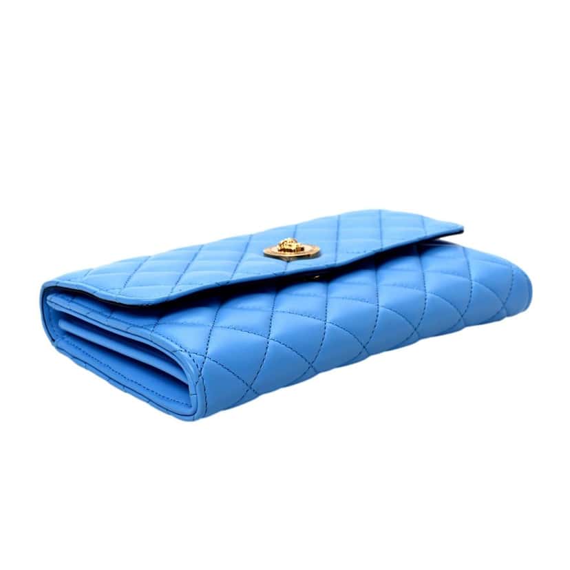 Versace Versace La Medusa Blue Quilted Lamb Leather Crossbody Clutch Bag Blue Leather Never worn - Model View
