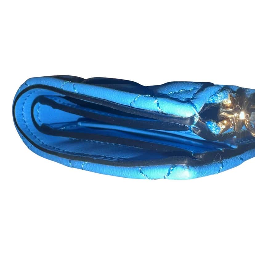 Versace Versace La Medusa Blue Quilted Lamb Leather Compact Snap Wallet Blue Leather Never worn - Back View