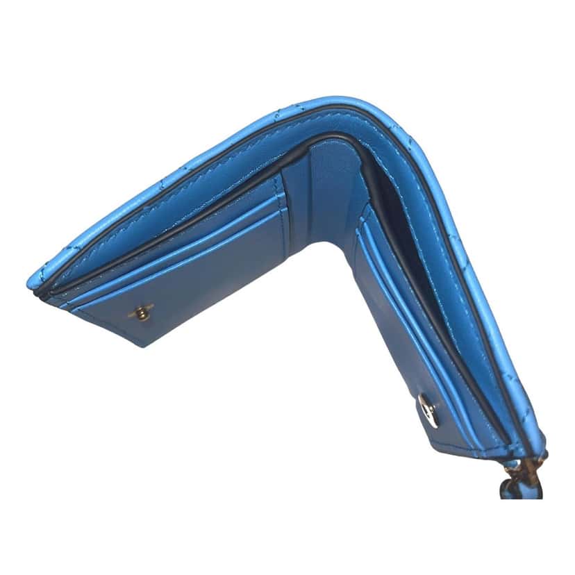 Versace Versace La Medusa Blue Quilted Lamb Leather Compact Snap Wallet Blue Leather Never worn - Inside View