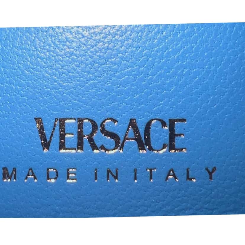 Versace Versace La Medusa Blue Quilted Lamb Leather Compact Snap Wallet Blue Leather Never worn - Box View