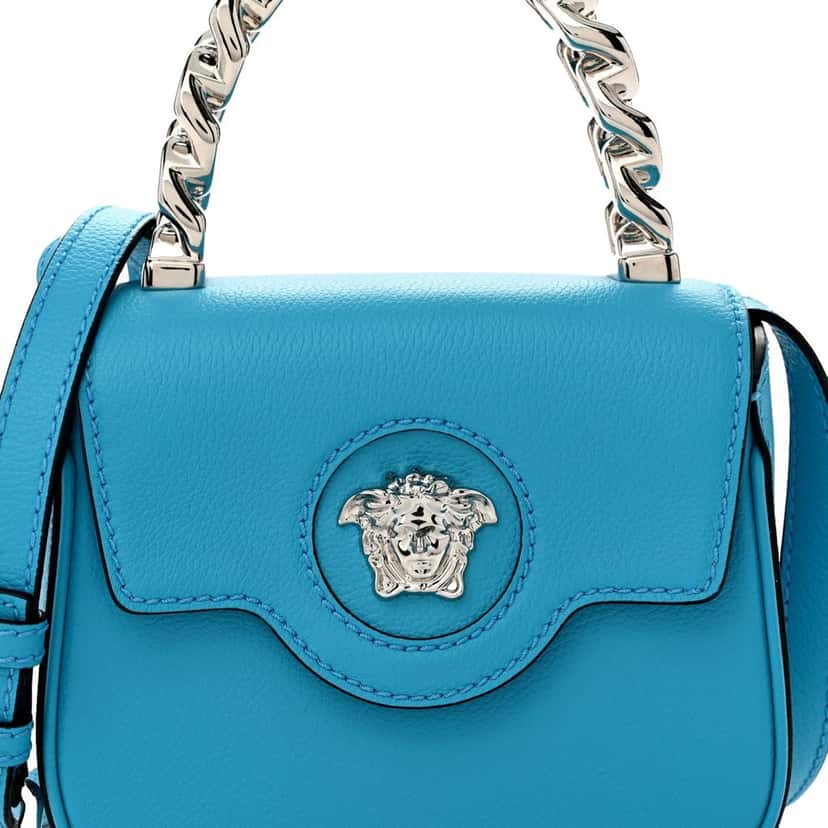 Versace Versace Blue La Medusa Mini Top-Handle Bag Leather Crossbody Blue Leather Never worn - Back View