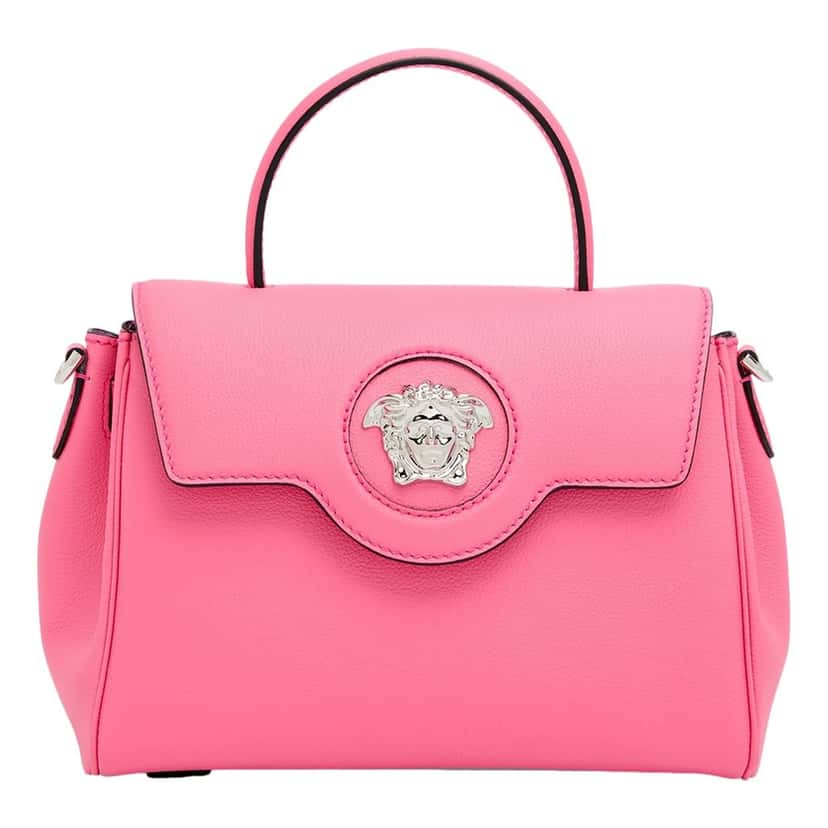 Versace Versace Flamingo Pink Vitello Leather Top Handle Designer Handbag Pink Leather Never worn - Front View