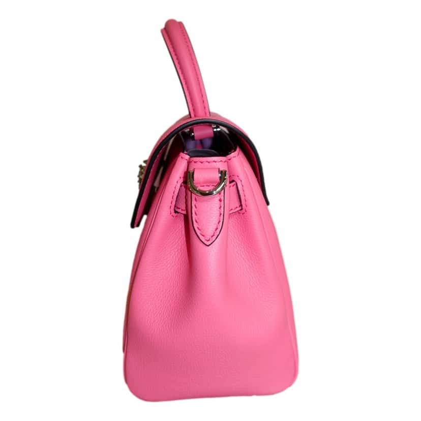 Versace Versace Flamingo Pink Vitello Leather Top Handle Designer Handbag Pink Leather Never worn - Back View