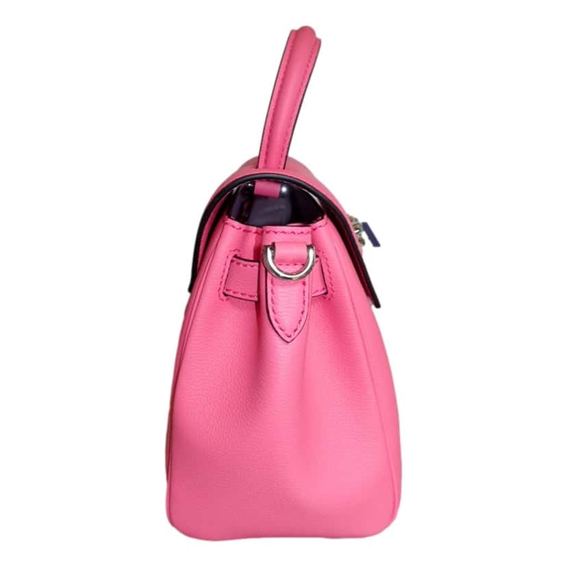 Versace Versace Flamingo Pink Vitello Leather Top Handle Designer Handbag Pink Leather Never worn - Inside View