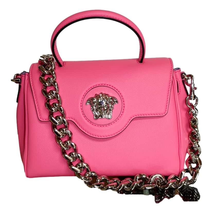 Versace Versace Flamingo Pink Vitello Leather Top Handle Designer Handbag Pink Leather Never worn - Model View