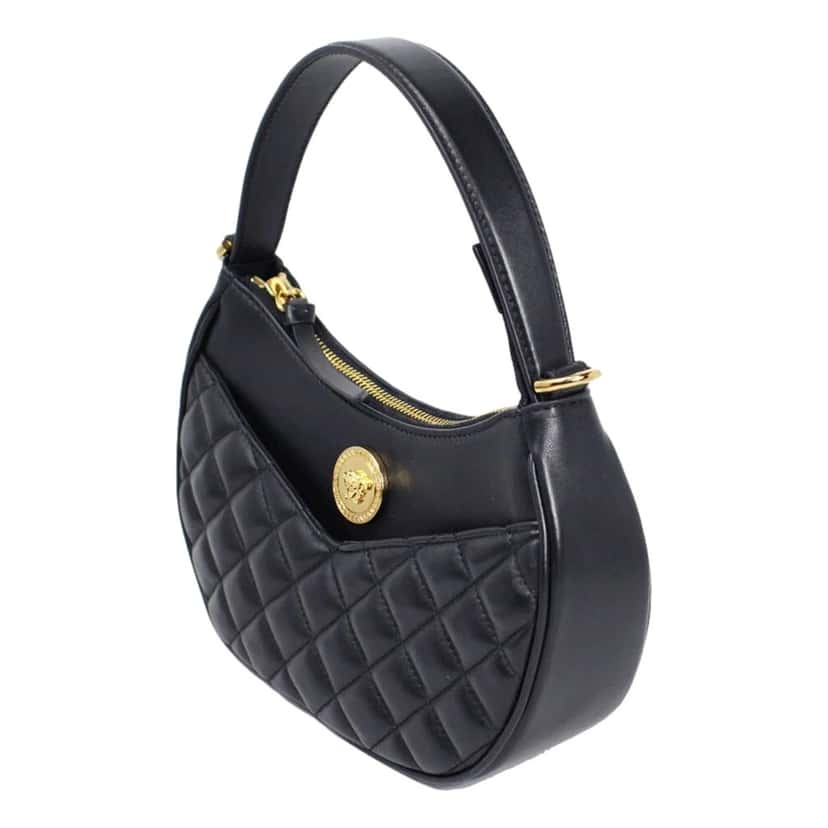 Versace Versace La Medusa Half Moon Hobo Shoulder Crossbody Bag Black Leather Black Leather Never worn - Back View