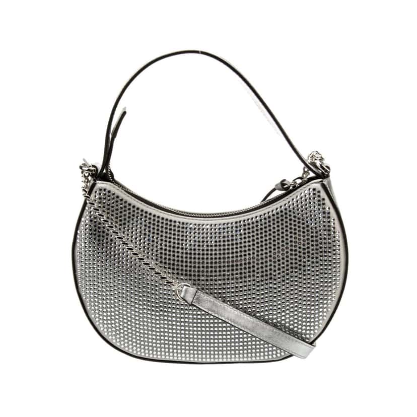 Versace Versace La Medusa Crystal Half Moon Hobo Shoulder Crossbody Bag Silver Silver Leather Never worn - Inside View