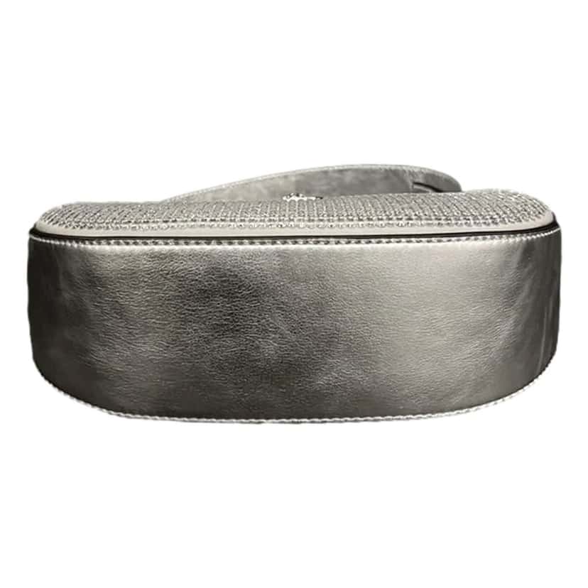 Versace Versace La Medusa Crystal Half Moon Hobo Shoulder Crossbody Bag Silver Silver Leather Never worn - Model View