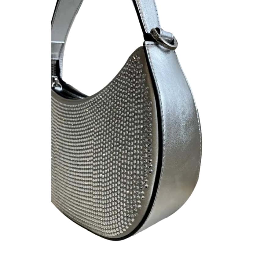 Versace Versace La Medusa Crystal Half Moon Hobo Shoulder Crossbody Bag Silver Silver Leather Never worn - Box View