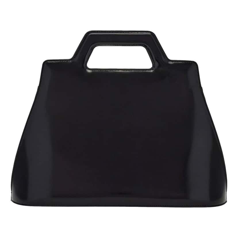 Salvatore Ferragamo Ferragamo Wanda Black Patent Leather Top Handle Handbag Black Leather Never worn - Back View