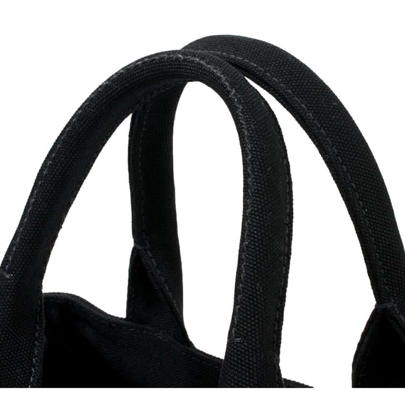 Prada Prada Canapa Tote Handbag Canvas Embossed Lettering Logo Fabric Black Black Canvas Never worn - Box View