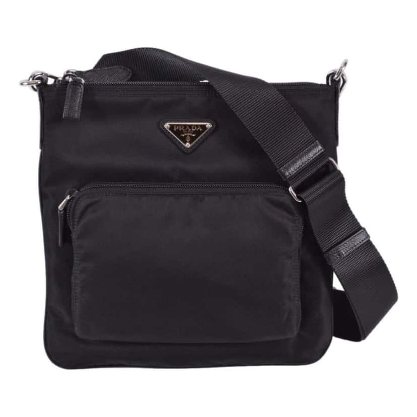 Prada Prada Tessuto Nylon Sport Black Messenger Crossbody Bag Black Leather Never worn - Front View