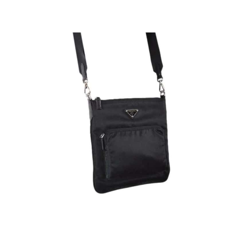 Prada Prada Tessuto Nylon Sport Black Messenger Crossbody Bag Black Leather Never worn - Model View