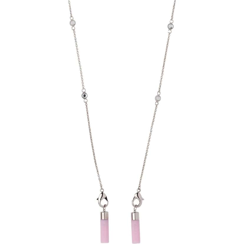 Miu Miu Miu Miu Crystal Pink AirPods Chain Necklace Silver Hardware Silver Leather Never worn - Back View