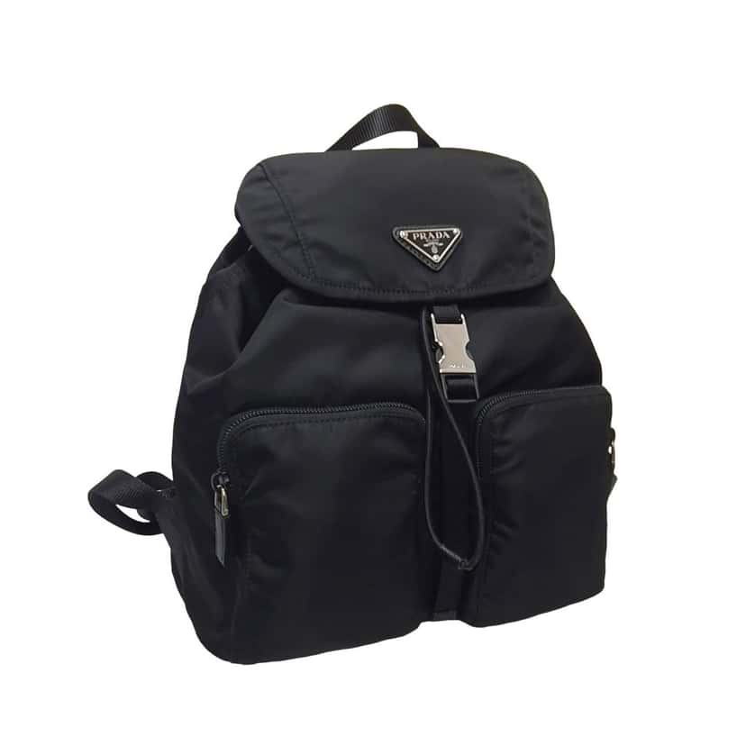 Prada Prada Re-Nylon Black Drawstring Small Rucksack Backpack Black Never worn - Model View