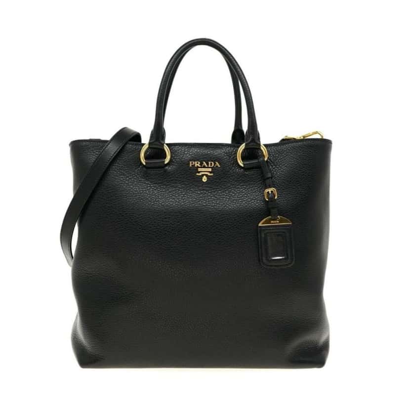 Prada Prada Black Vitello Phenix Leather Shopping Tote Bag Black Leather Good condition - Back View
