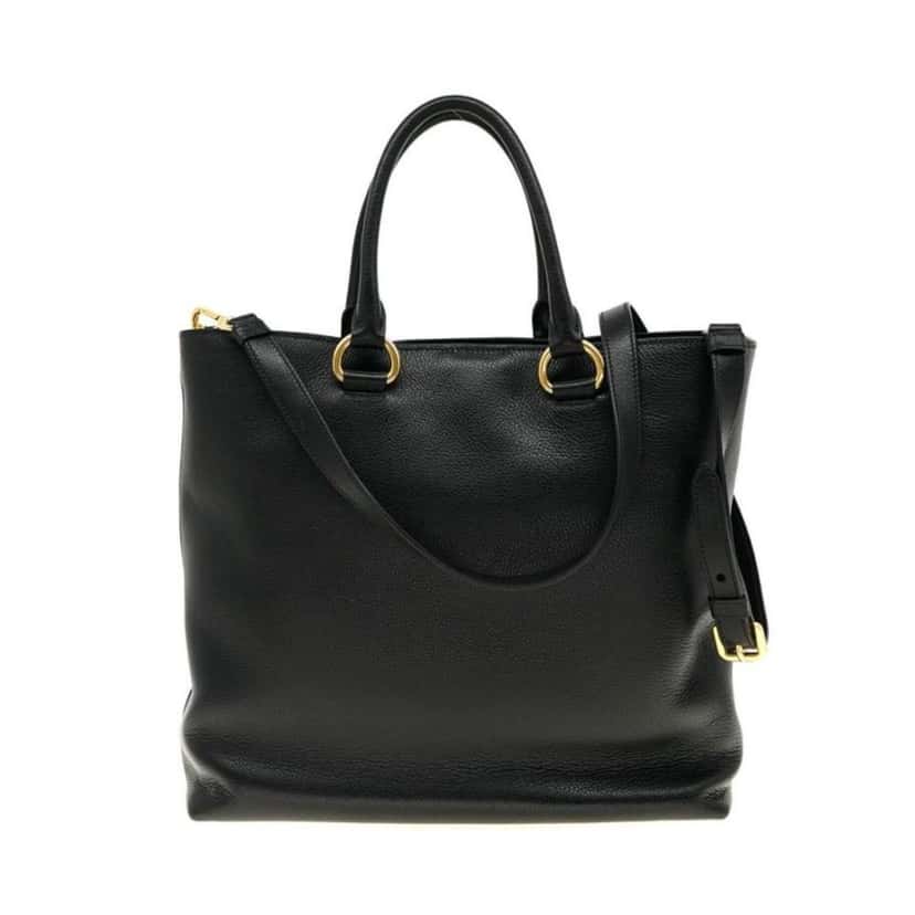 Prada Prada Black Vitello Phenix Leather Shopping Tote Bag Black Leather Good condition - Box View