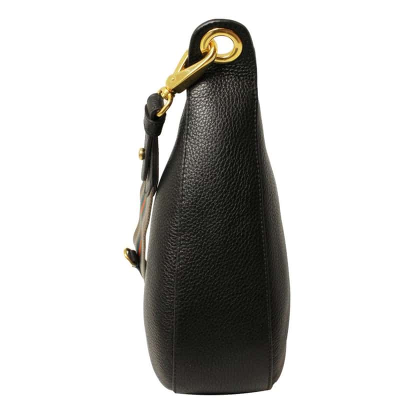 Prada Prada Black Vitello Phenix Leather Web Stripe Strap Crossbody Black Leather Never worn - Inside View