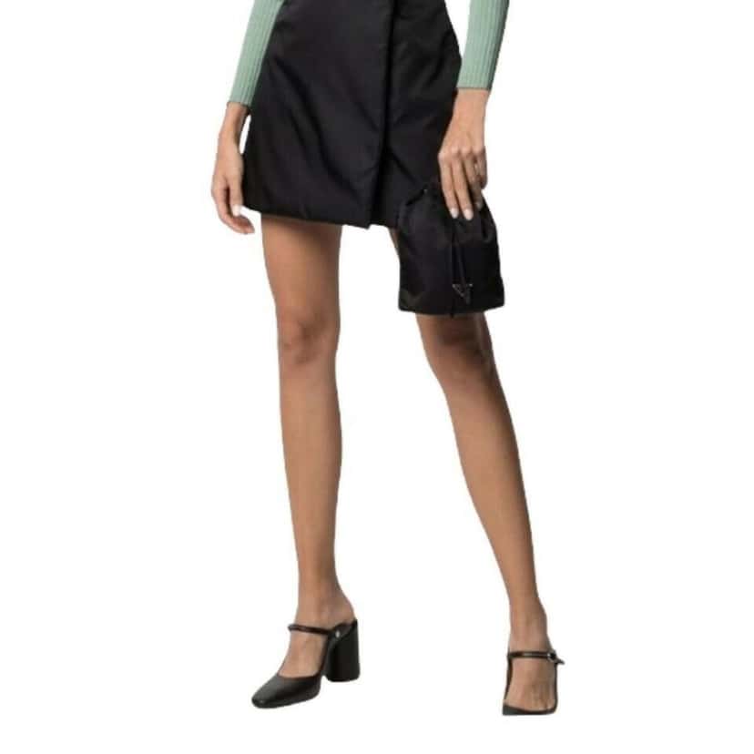 Prada Prada Black Tessuto Nylon Triangle Logo Drawstring Bucket Bag Black Canvas Good condition - Back View