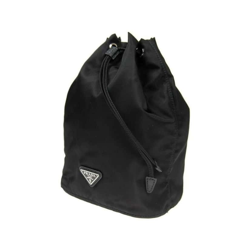 Prada Prada Black Tessuto Nylon Triangle Logo Drawstring Bucket Bag Black Canvas Good condition - Inside View