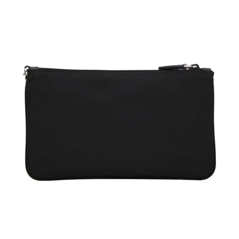 Prada Prada Tessuto Nylon Black Triangle Logo Wristlet Clutch Pouch Bag Black Leather Never worn - Inside View