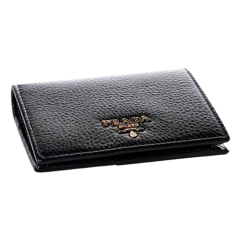 Prada Prada Vitello Grain Nero Black Logo Leather Bifold Snap Wallet Black Leather Never worn - Inside View