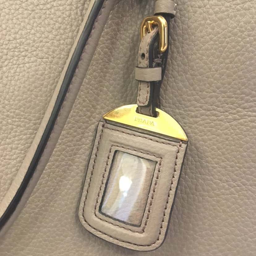 Prada Prada Gray Vitello Phenix Shopping Tote Bag Grey Leather Good condition - Model View