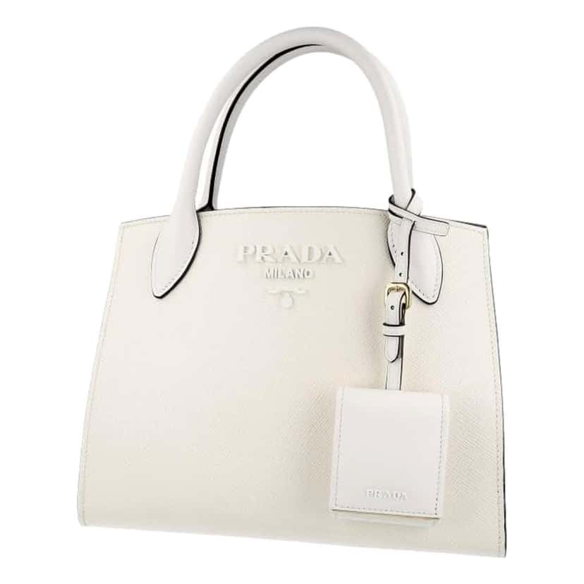 Prada Prada Saffiano Leather Monochrome Bianco White Top Handle Handbag White Leather Never worn - Front View