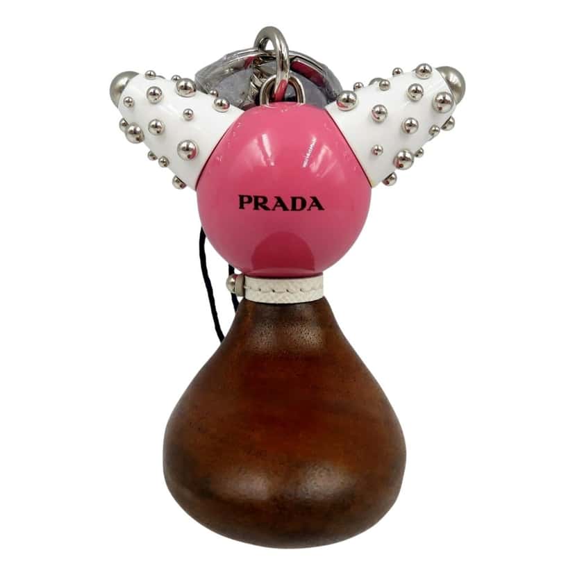 Prada Prada Pradamalia Trick Robot Wood and Metal Begonia Pink Bag Charm Pink Leather Never worn - Front View