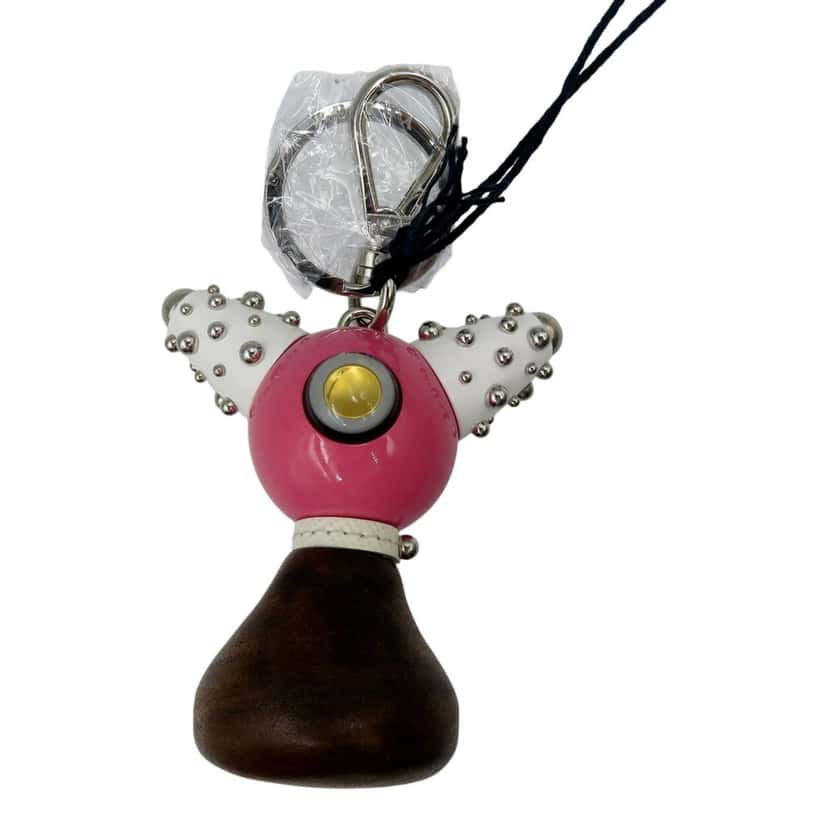 Prada Prada Pradamalia Trick Robot Wood and Metal Begonia Pink Bag Charm Pink Leather Never worn - Back View