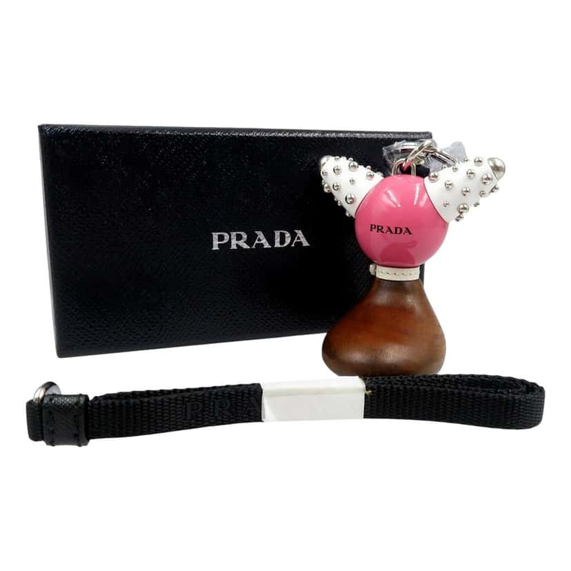 Prada Prada Pradamalia Trick Robot Wood and Metal Begonia Pink Bag Charm Pink Leather Never worn - Model View