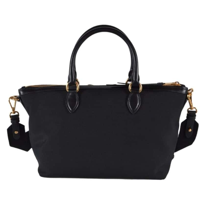 Prada Prada Logo Jacquard Black Canvas Satchel Crossbody Bag Gold Hardware Black Leather Never worn - Inside View