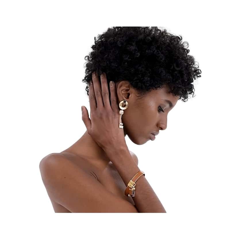 Fendi Fendi Master Key Brandy Leather Gold Medium Bracelet Gold Leather Never worn - Back View