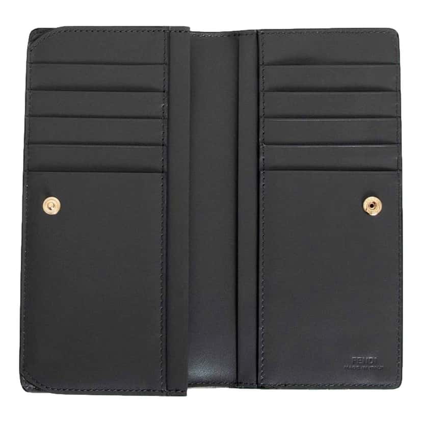 Fendi Fendi O'Lock Anthracite Gray and Python Print Leather Snap Continental Wallet Other Leather Never worn - Model View