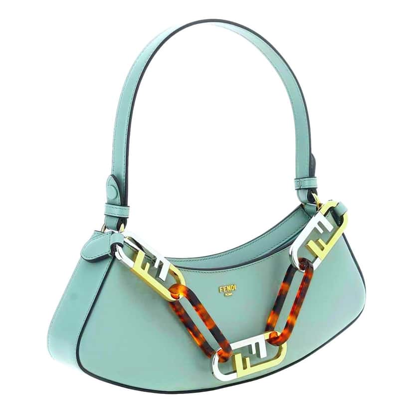 Fendi Fendi O'Lock Swing Tiffany Blue Calf Leather Small Hobo Shoulder Bag Blue Leather Never worn - Back View