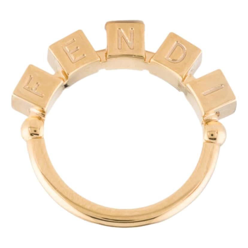 Fendi Fendi Fendigraphy Letters Gold Metal Ring Size Small Gold Never worn - Back View