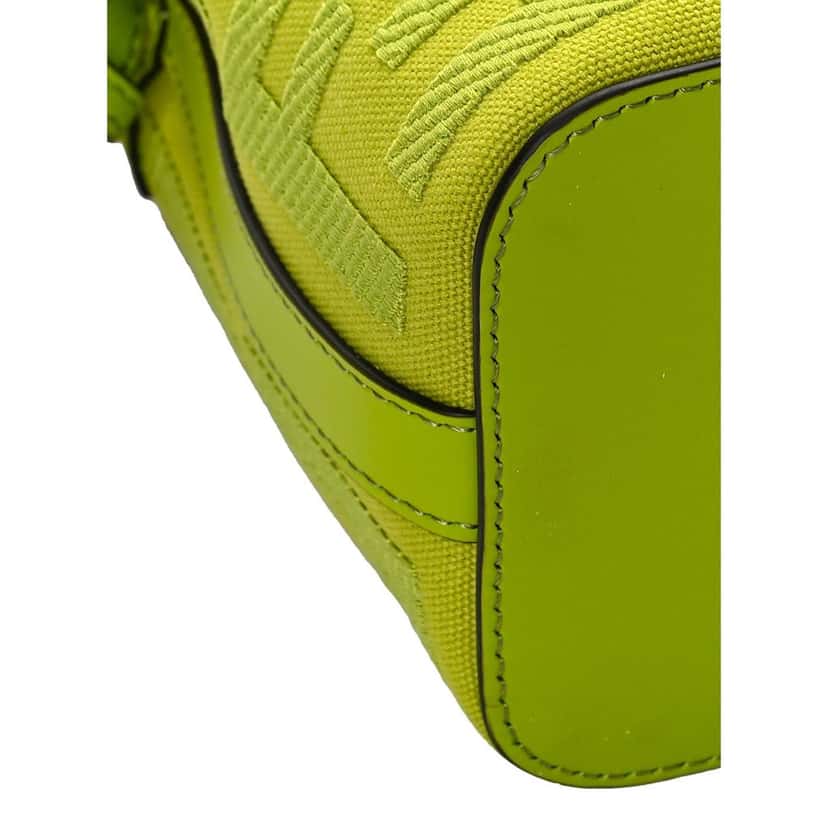Fendi Fendi Mon Tresor Mini Wasabi Green FF Canvas Bucket Bag Crossbody Green Leather Never worn - Model View