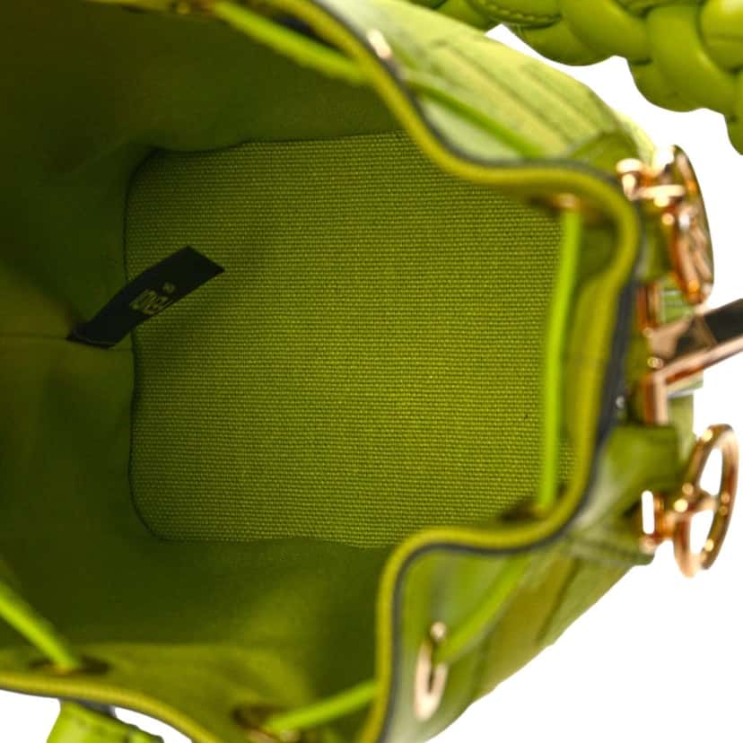 Fendi Fendi Mon Tresor Mini Wasabi Green FF Canvas Bucket Bag Crossbody Green Leather Never worn - Box View