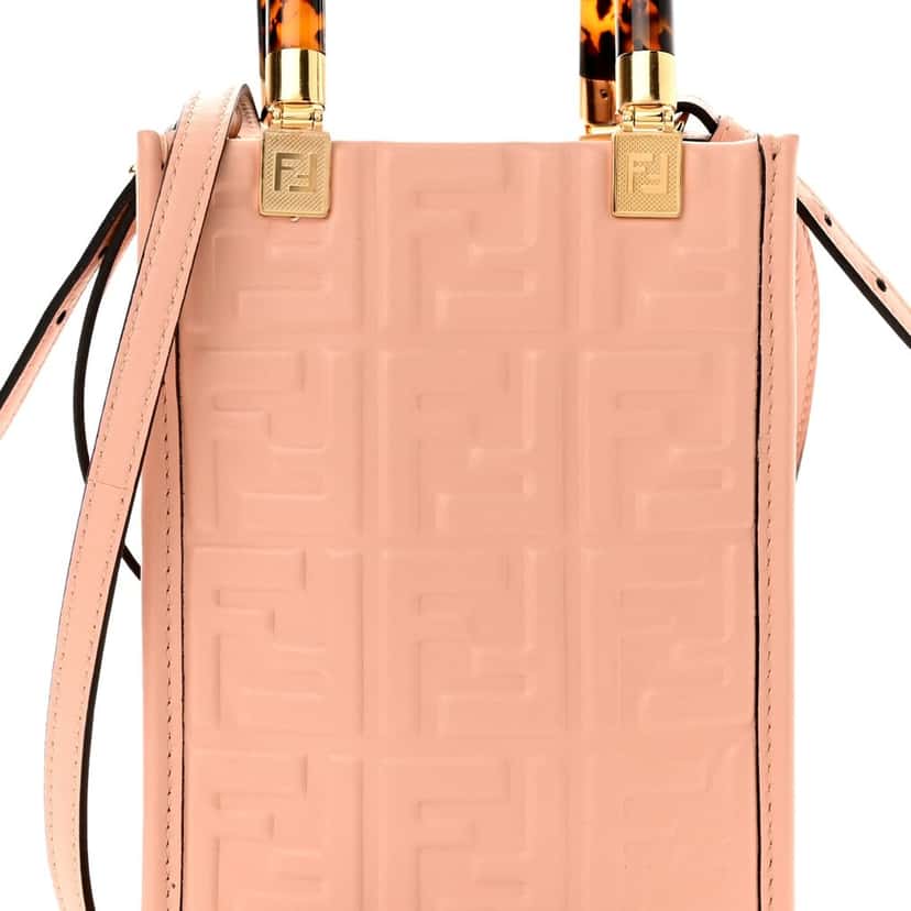 Fendi Fendi Mini Sunshine Shopper Tote Crossbody Baby Pink Zucca Leather Pink Leather Never worn - Front View